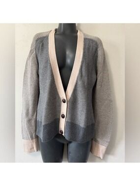Hobbs UK Women's Gray and Cream Sweater Size 8